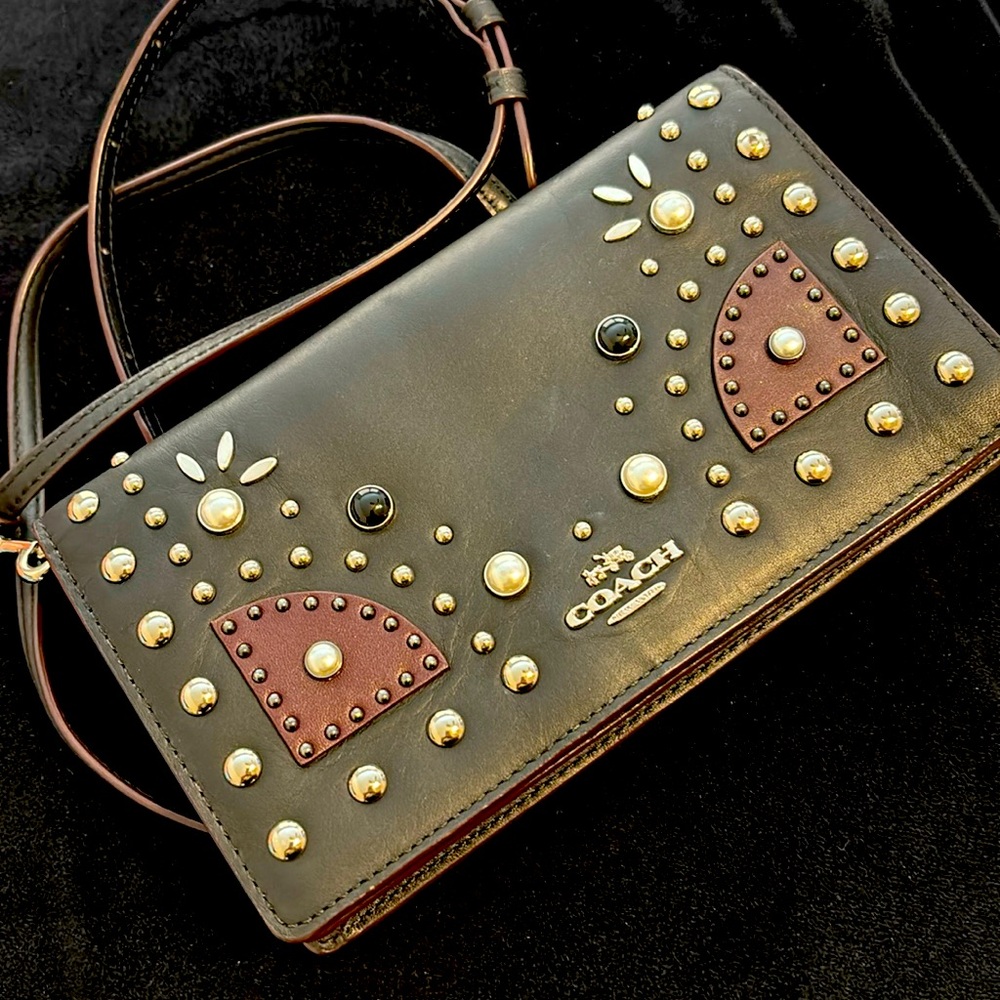 Coach Western Rivets Foldover Crossbody Clutch